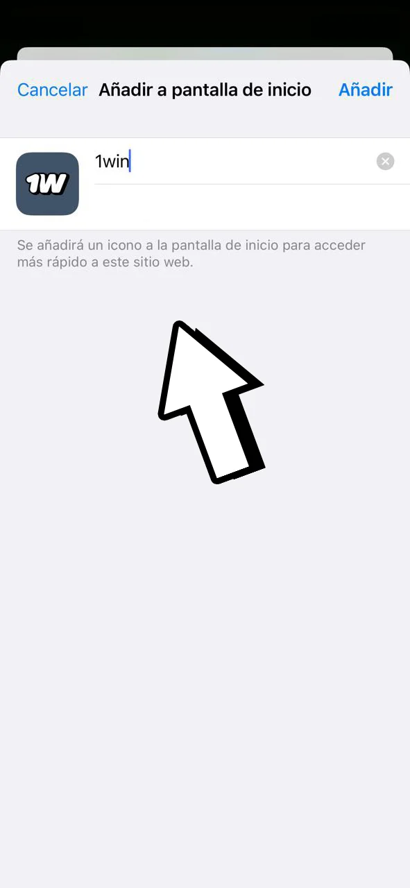Confirma el acceso directo y abre la 1Win App en tu dispositivo iOS.