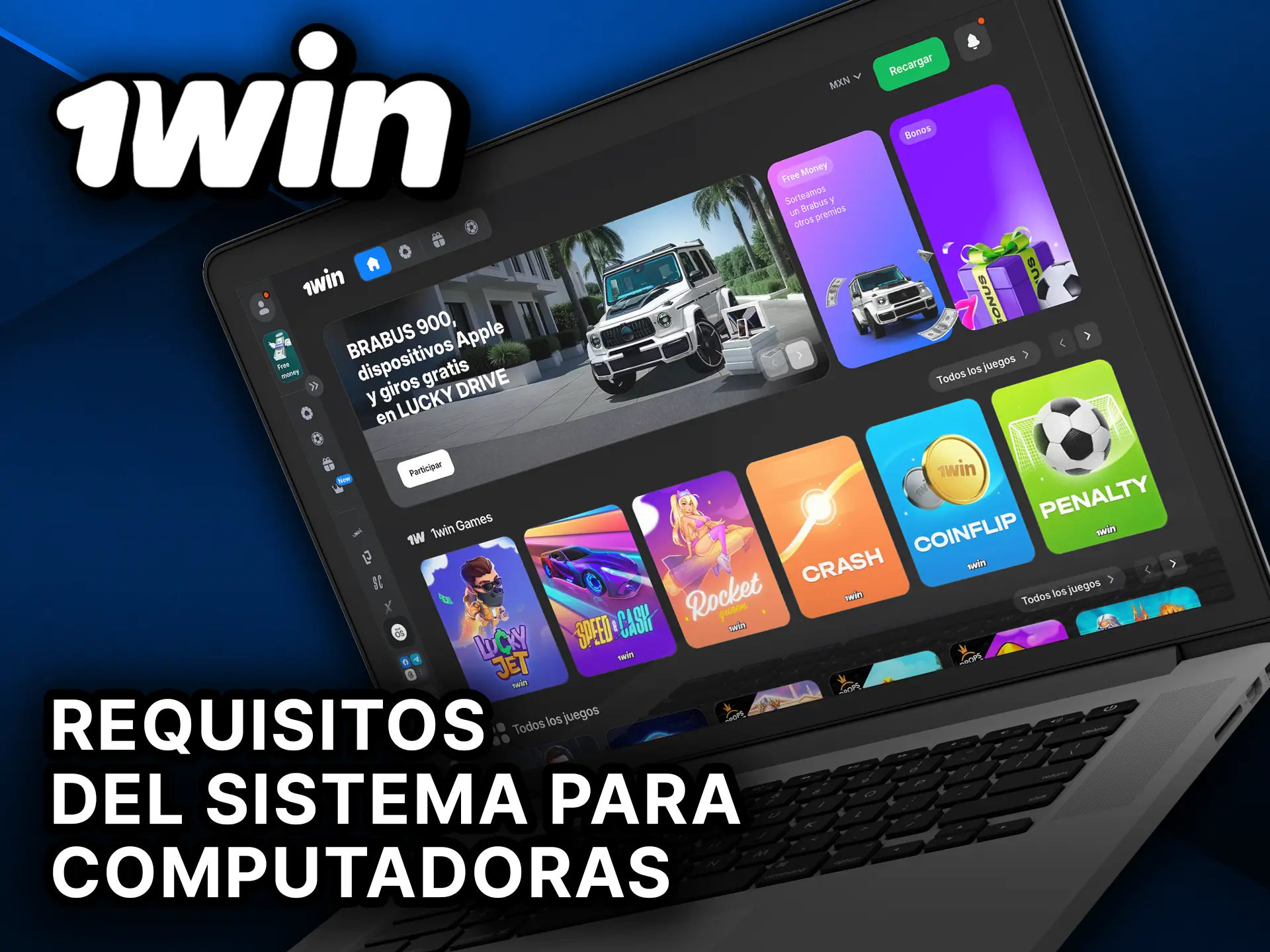 Consulta los requisitos del sistema para computadoras PC en 1Win.
