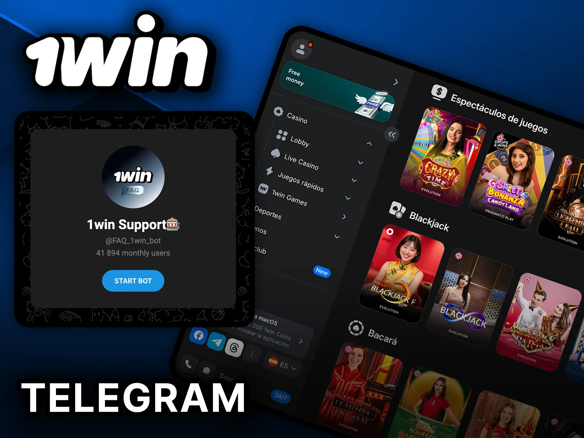 Únete al canal oficial de 1Win en Telegram para no perderte novedades.