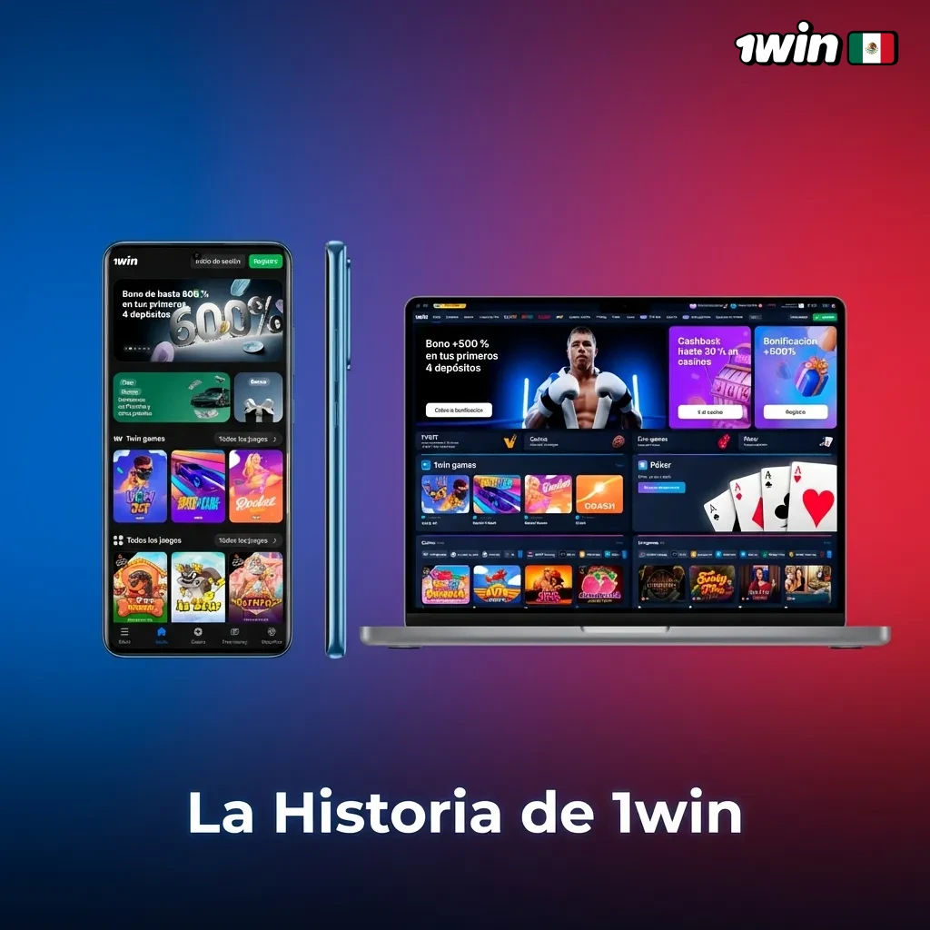 Línea de tiempo mostrando la evolución de 1win desde su fundación en 2018 hasta su expansión en mercados latinoamericanos