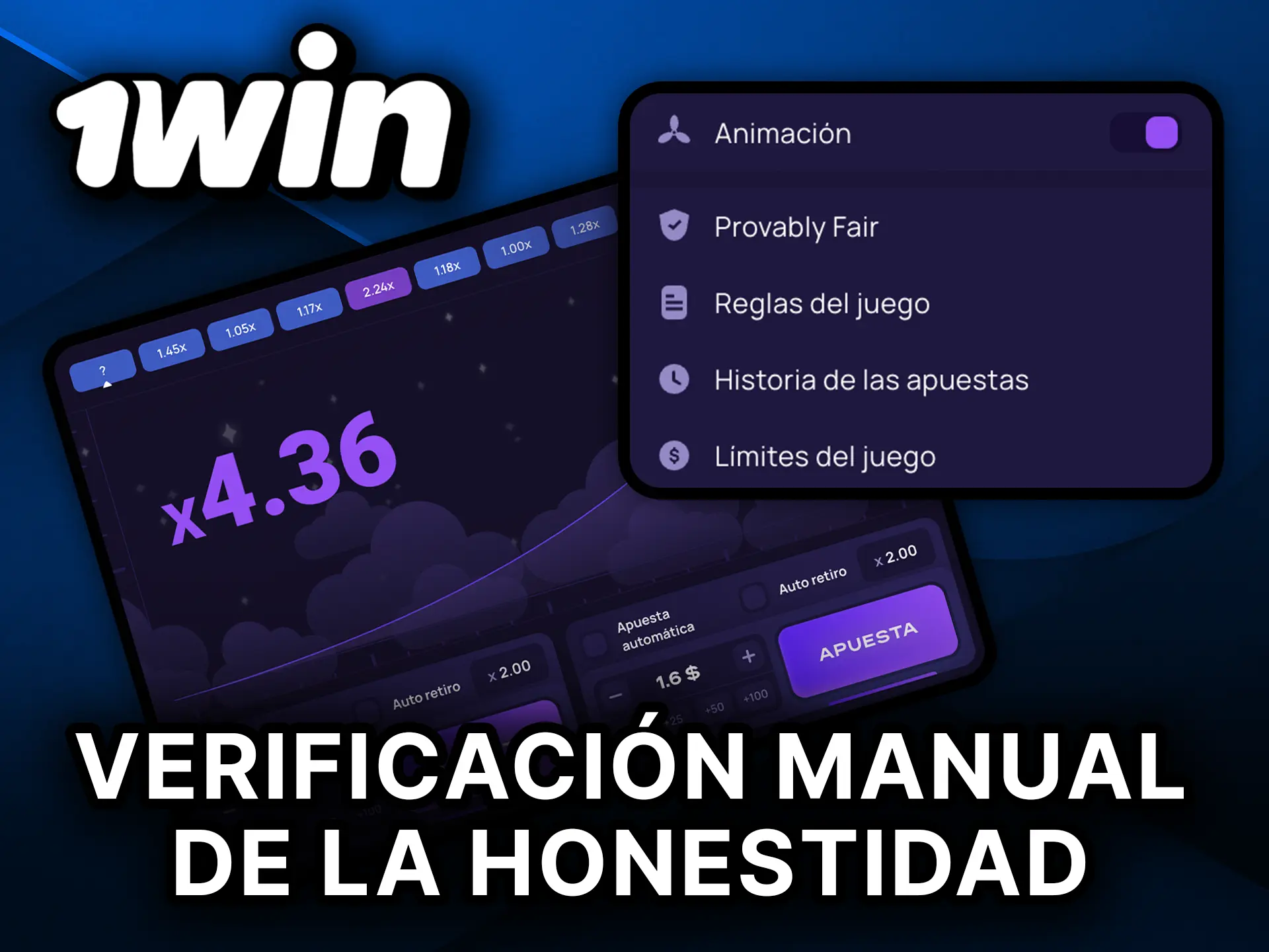 Guía para la verificación manual de la honestidad del juego Lucky Jet en 1Win.