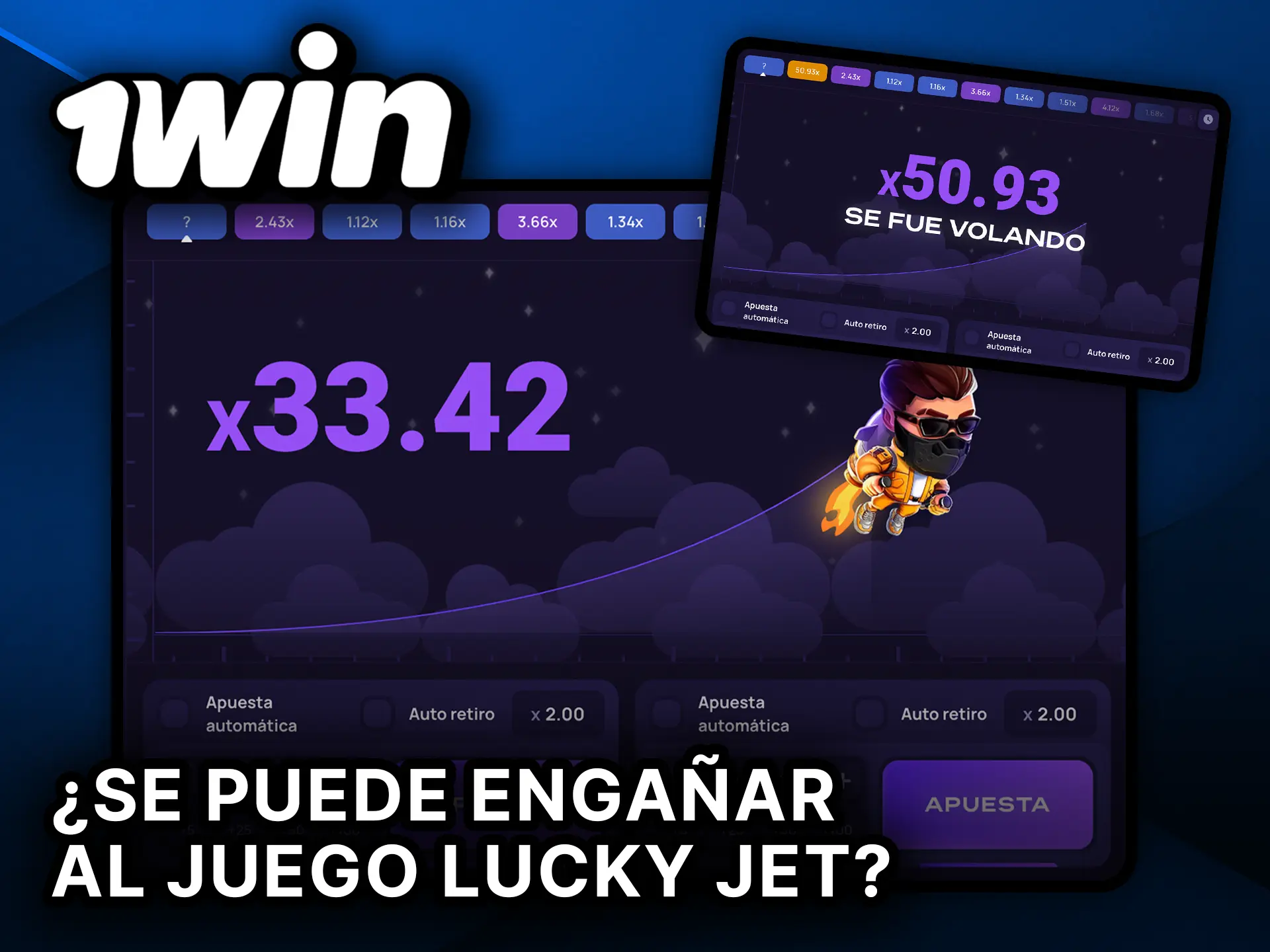 Conoce si se puede engañar al juego Lucky Jet en 1Win.
