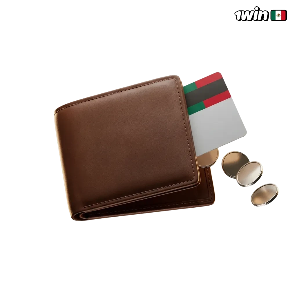 Multiple payment method icons including cards, digital wallets, and cryptocurrency for 1win México deposits and withdrawals