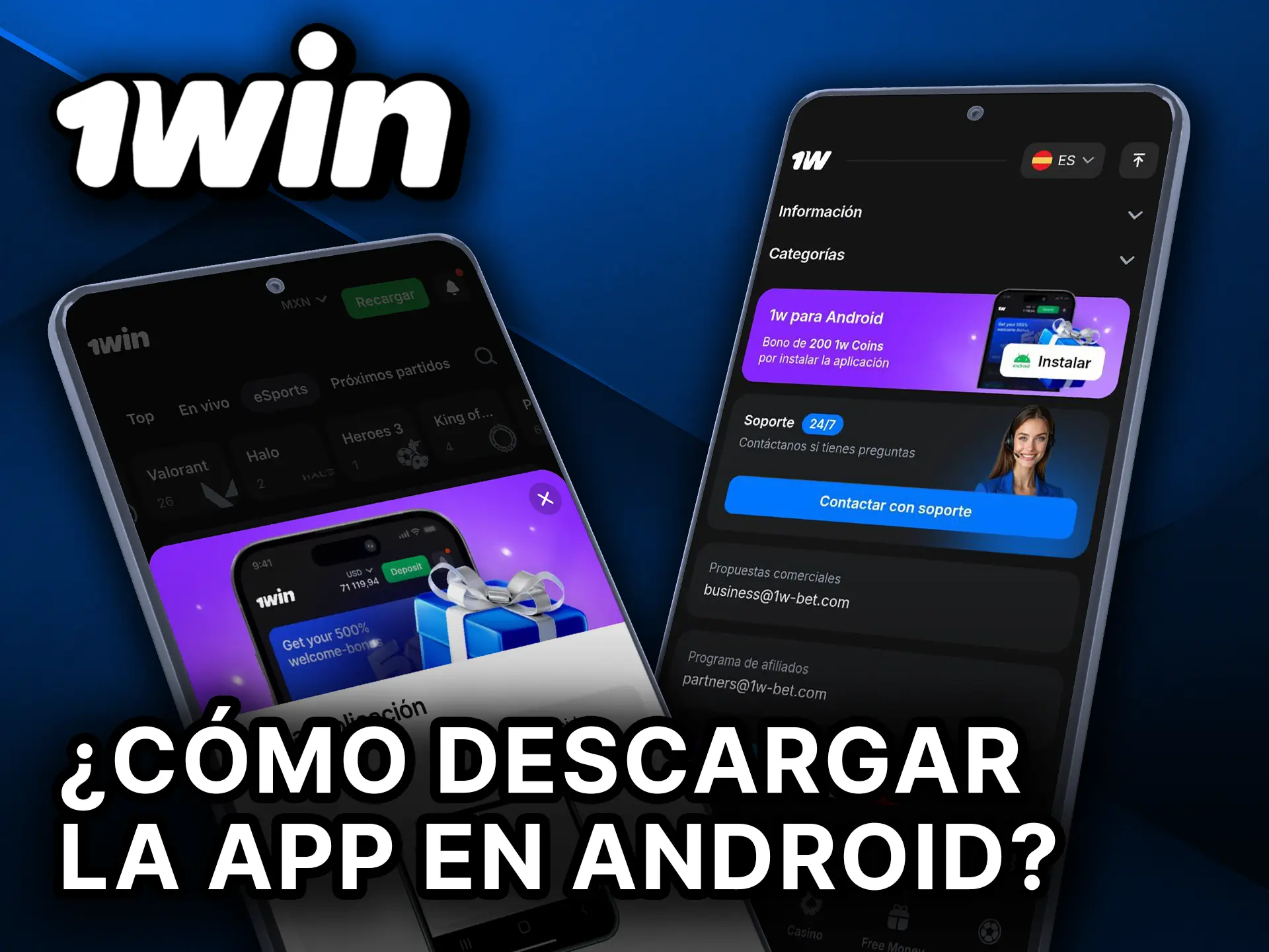 Descarga la app 1Win en Android y empieza a jugar.