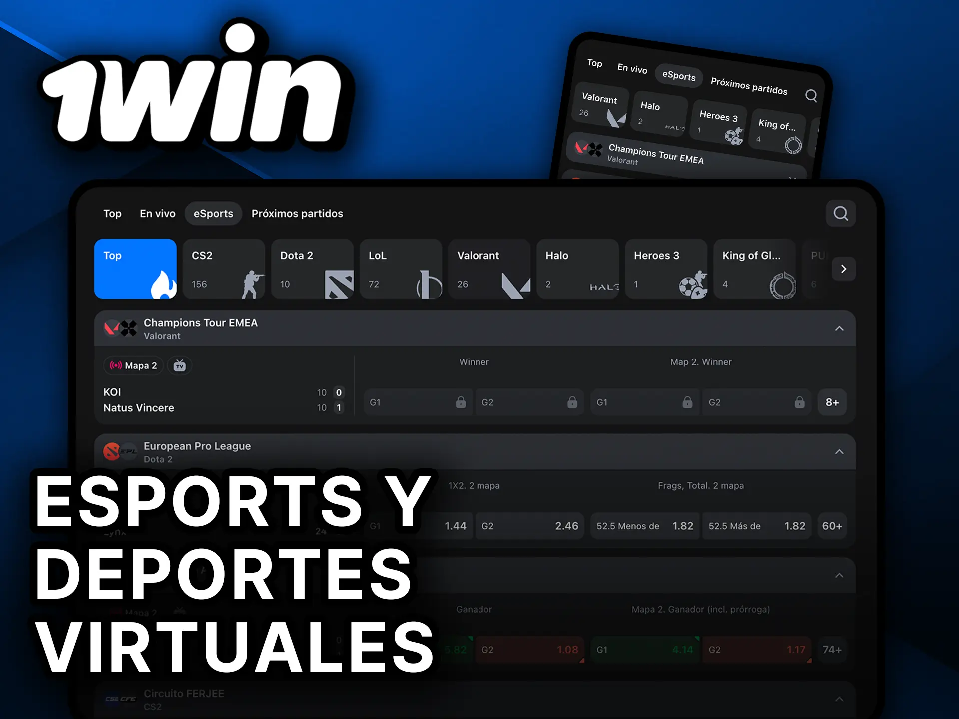 Descubre los eSports y deportes virtuales en 1Win.